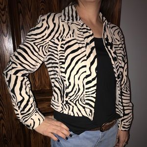 Zebra print jacket.
